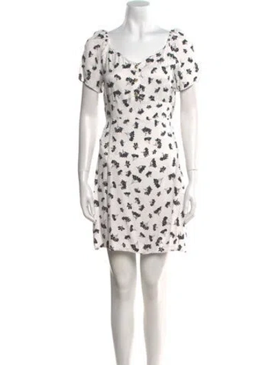 Pre-owned Maje Floral Print Mini Dress In White