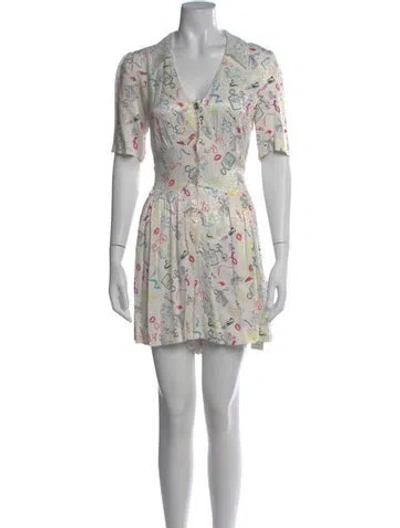 Pre-owned Maje Floral Print Mini Dress In White