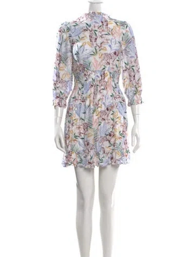 Pre-owned Maje Floral Print Mini Dress In White