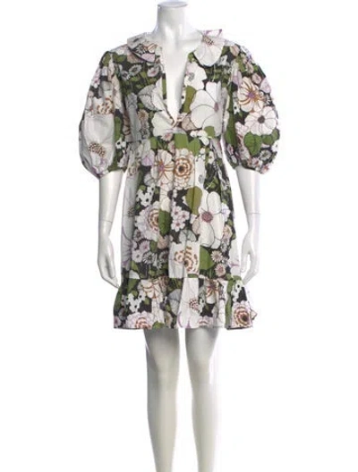 Pre-owned Maje Floral Print Mini Dress In White