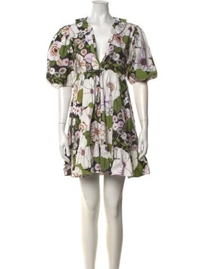 Pre-owned Maje Floral Print Mini Dress In White