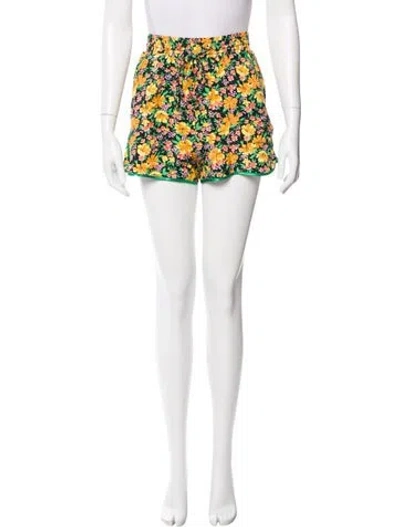 Pre-owned Maje Floral Print Mini Shorts In Black