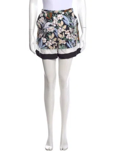 Pre-owned Maje Floral Print Mini Shorts In Green