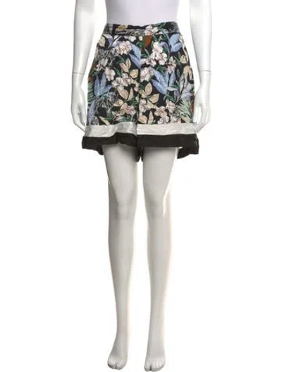 Pre-owned Maje Floral Print Mini Shorts In Green