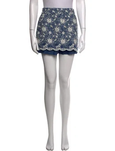 Pre-owned Maje Floral Print Mini Shorts W/ Tags In Green