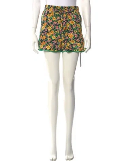 Pre-owned Maje Floral Print Mini Shorts In White