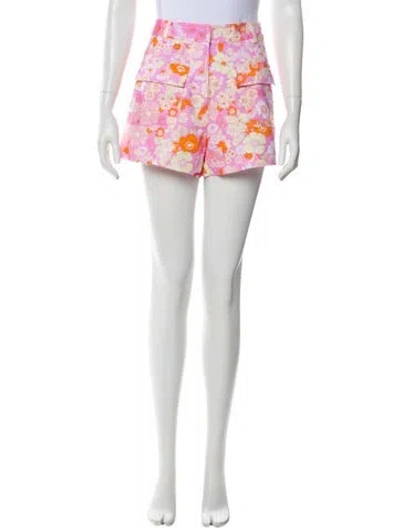 Pre-owned Maje Floral Print Mini Shorts In White