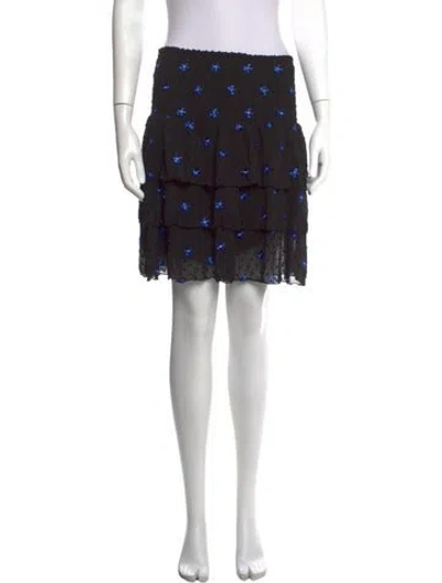 Pre-owned Maje Floral Print Mini Skirt In Black