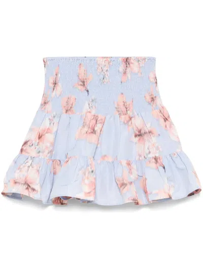 Maje Floral-print Mini Skirt In Blue