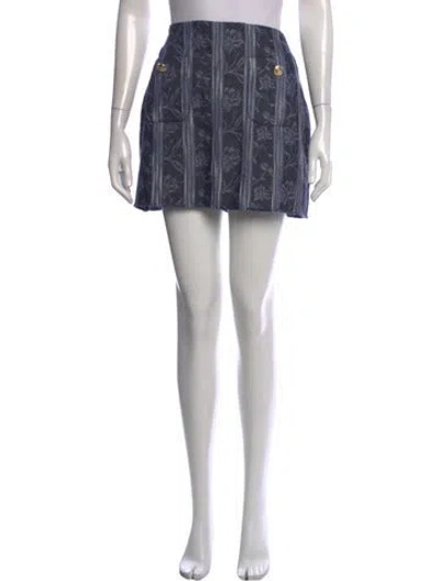 Pre-owned Maje Floral Print Mini Skirt In Blue