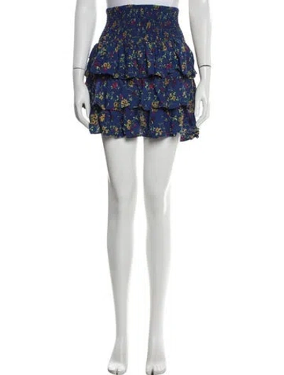 Pre-owned Maje Floral Print Mini Skirt In Blue