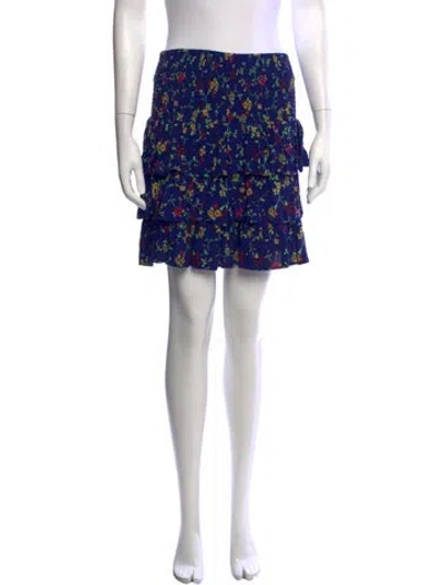 Pre-owned Maje Floral Print Mini Skirt In Blue