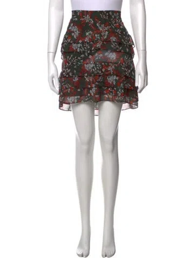 Pre-owned Maje Floral Print Mini Skirt In Green/red