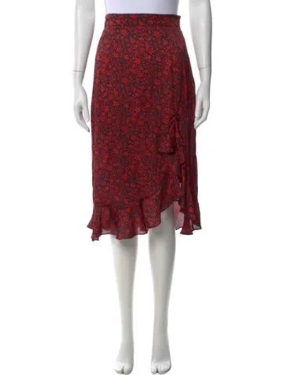 Pre-owned Maje Floral Print Mini Skirt In Red