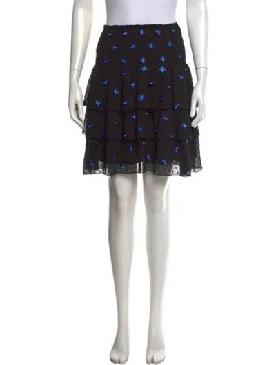 Pre-owned Maje Floral Print Mini Skirt W/ Tags In Black