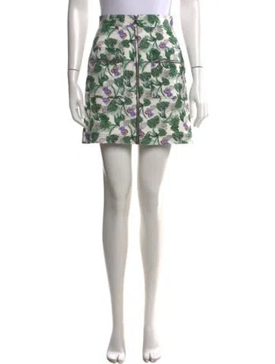 Pre-owned Maje Floral Print Mini Skirt W/ Tags In White