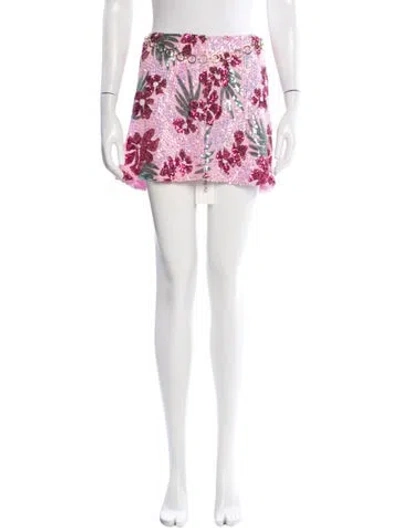 Pre-owned Maje Floral Print Mini Skirt In White