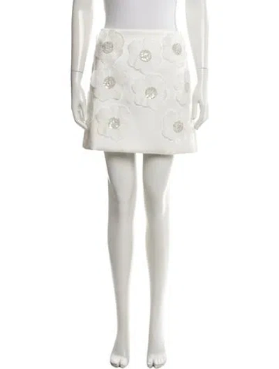 Pre-owned Maje Floral Print Mini Skirt In White