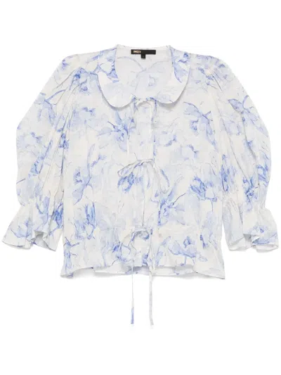 Maje Floral-print Plouse In Blue