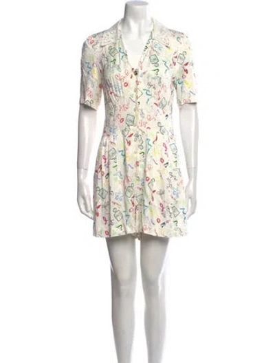 Pre-owned Maje Floral Print Romper In White