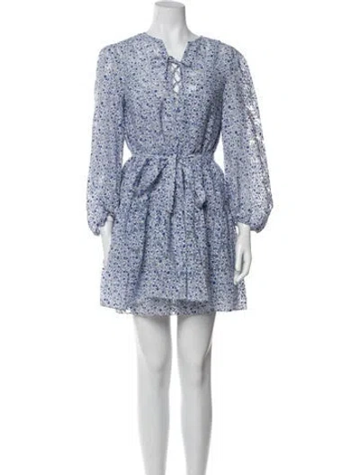 Pre-owned Maje Floral Print Ruffle Embellishment Set In Blue