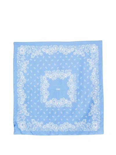 Maje Floral-print Scarf In Blue