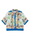Maje Womens Multicolor Floral Print Tropical-pattern Short-sleeved Woven Shirt In 蓝色