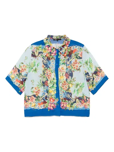 Maje Floral-print Shirt In 蓝色