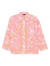 Maje Patterned Flowing Linen Shirt In Pink