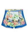 Maje Womens Multicolor Floral Print Tropical-print Pleated Woven Shorts In 蓝色
