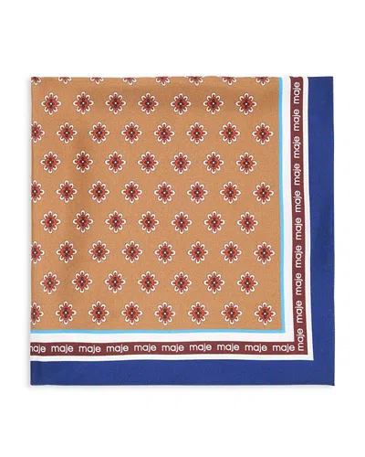 Maje Floral Print Silk Bandana In Brown
