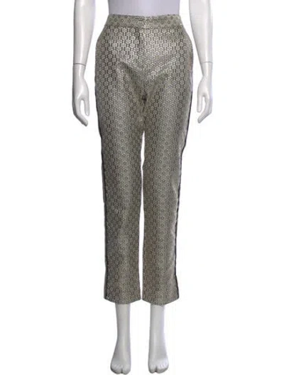 Pre-owned Maje Floral Print Straight Leg Pants W/ Tags In Gold