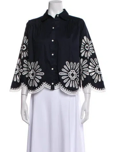 Pre-owned Maje Floral Print Three-quarter Sleeve Blouse In Multi