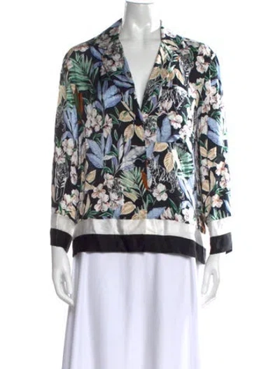 Pre-owned Maje Floral Print V-neck Blouse In Black