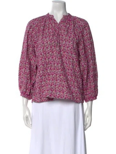 Pre-owned Maje Floral Print V-neck Blouse In Multi