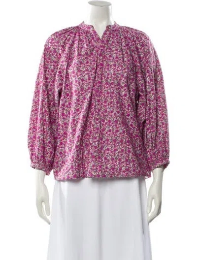 Pre-owned Maje Floral Print V-neck Blouse In Multi