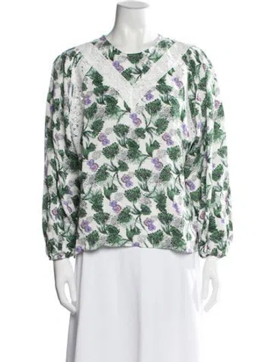 Pre-owned Maje Floral Print V-neck Blouse In Multi