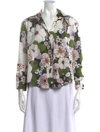 Pre-owned Maje Floral Print V-neck Blouse In Neutral