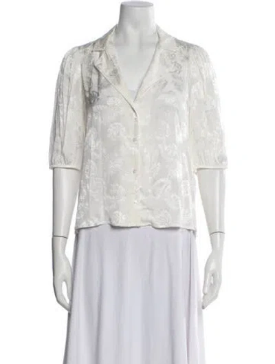 Pre-owned Maje Floral Print V-neck Blouse In Neutral