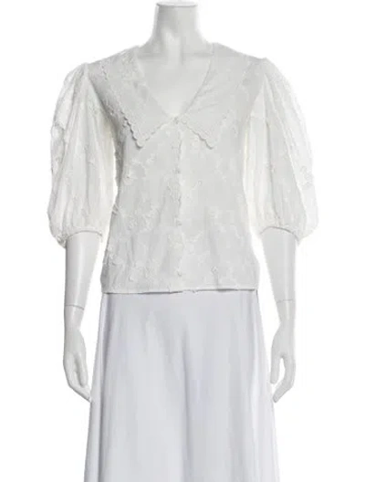 Pre-owned Maje Floral Print V-neck Blouse In White