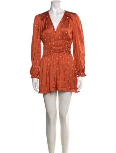 Pre-owned Maje Floral Print V-neck Jumpsuit In Orange