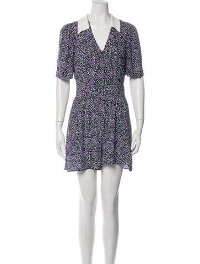 Pre-owned Maje Floral Print V-neck Jumpsuit In Purple