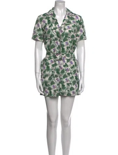 Pre-owned Maje Floral Print V-neck Romper In Multi