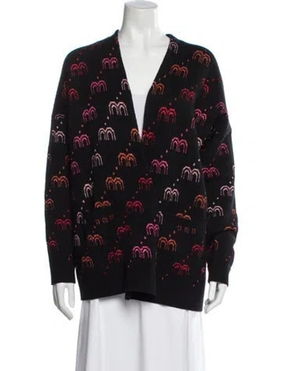 Pre-owned Maje Floral Print V-neck Sweater In Black