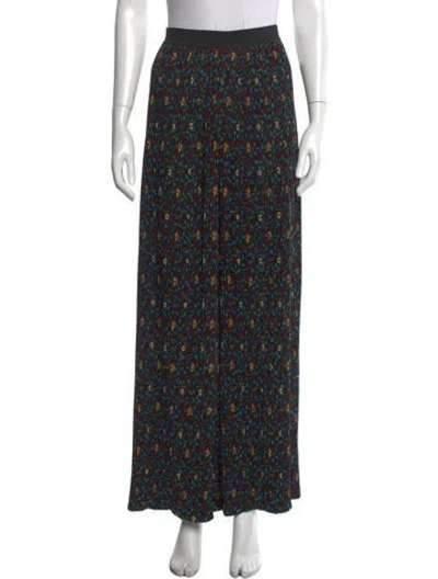 Pre-owned Maje Floral Print Wide Leg Pants In Black