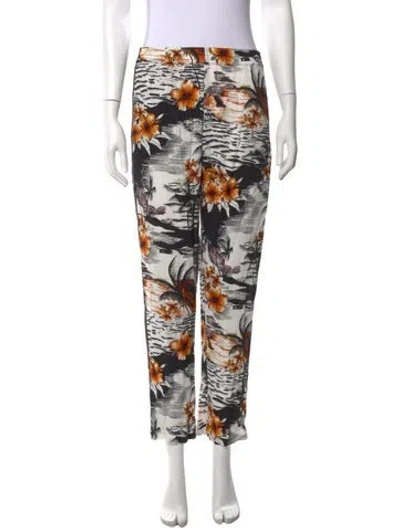 Pre-owned Maje Floral Print Wide Leg Pants In Multicolor