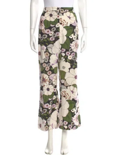 Pre-owned Maje Floral Print Wide Leg Pants In Neutral