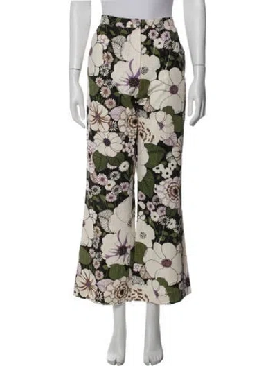 Pre-owned Maje Floral Print Wide Leg Pants In Neutrals