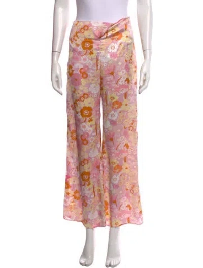 Pre-owned Maje Floral Print Wide Leg Pants In Pink