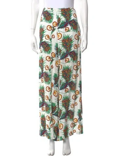 Pre-owned Maje Floral Print Wide Leg Pants In White